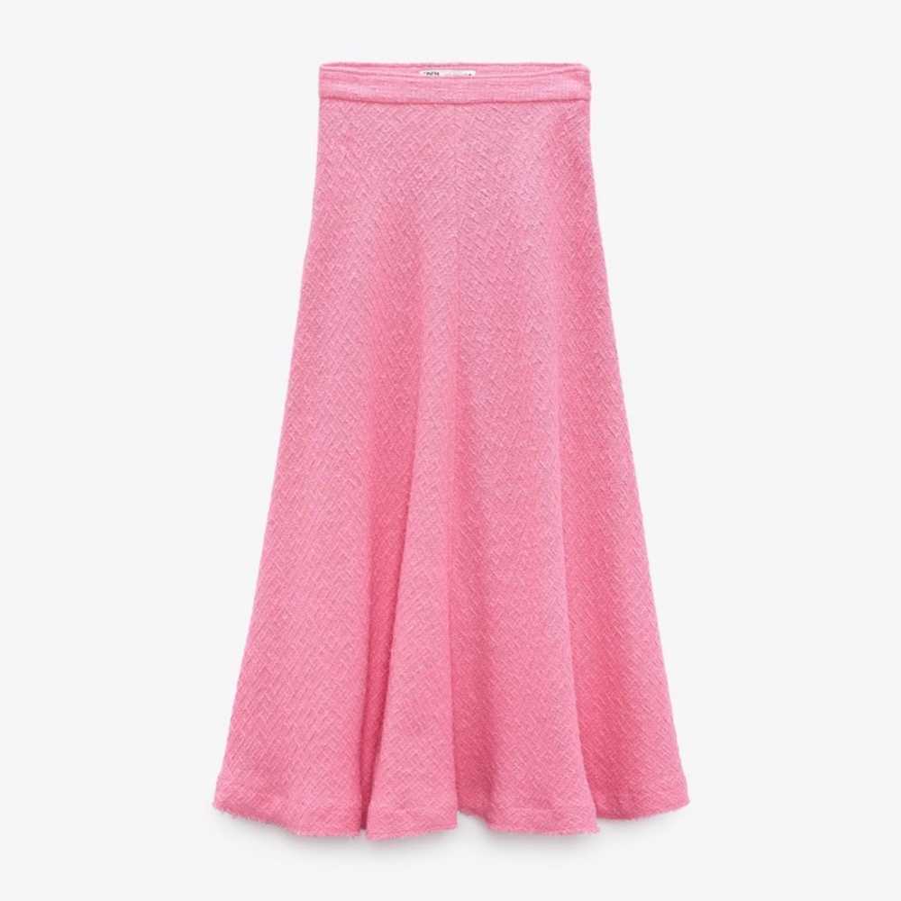 Zara Pink A-Line Midi Skirt, Barbiecore